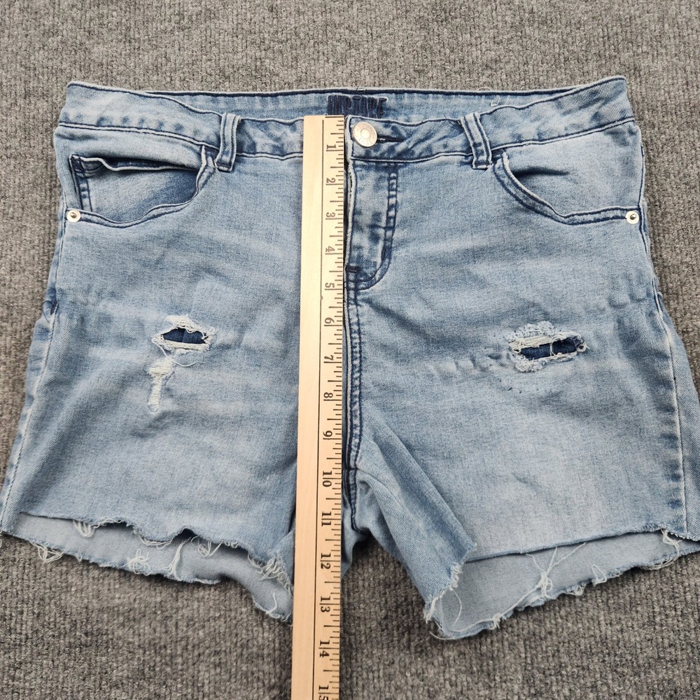 Justice Girls 18 Plus Light Wash Distressed Denim Shorts Mid Rise Raw Hem Blue - Picture 4 of 7